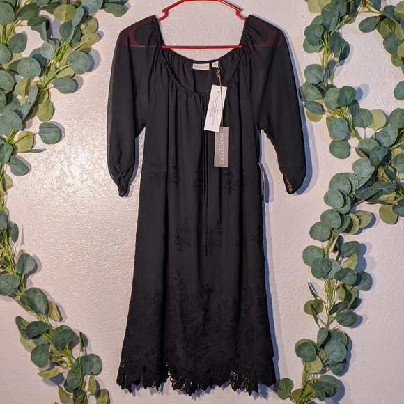 eva mendes for New York & Company Dresses & Skirts - NY&C Eva Mendes Black Floral Lace Midi Dress